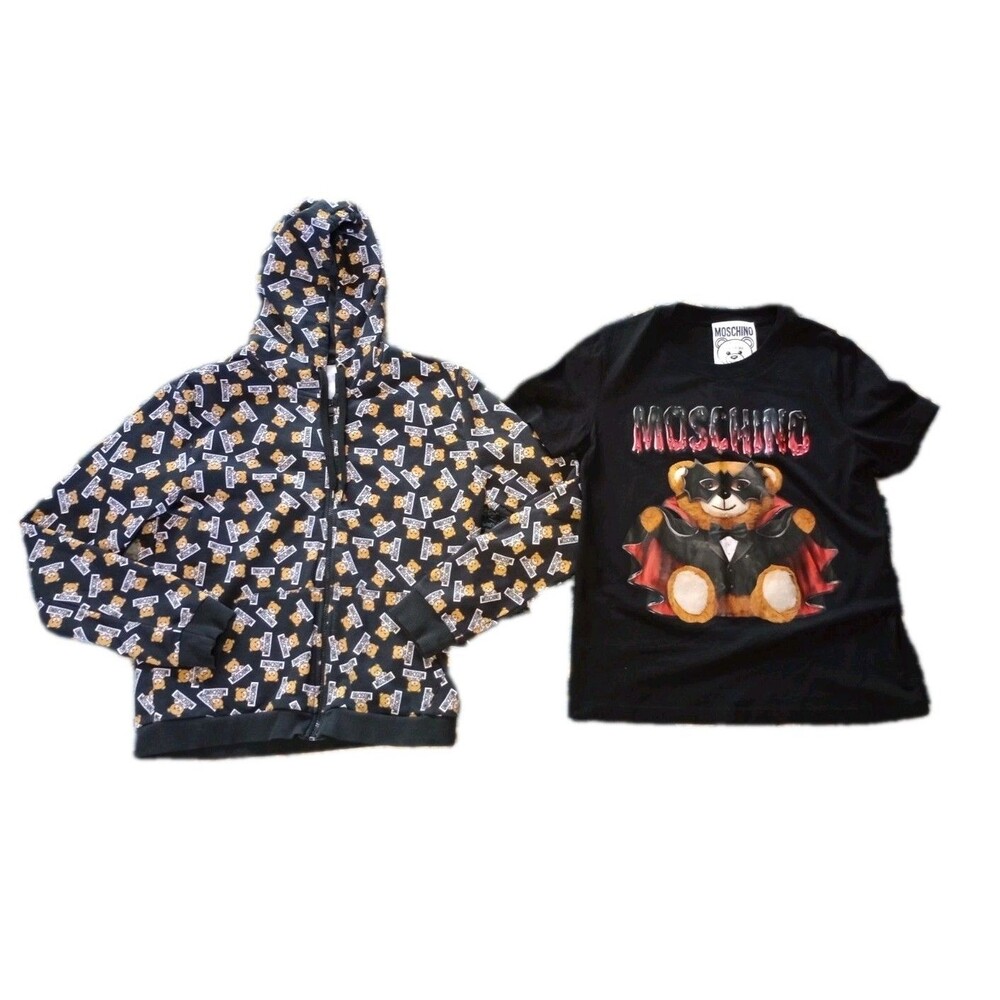 Bundle Moschino Teddy Bear Halloween Vampire TShirt & Teddy Bear Zip Up Jacket M